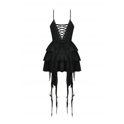 Devil cool high low layered strap dress (✦ Dark In Love)