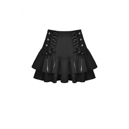 Black elegant lady lace up frilly skirt (✦ Dark In Love)