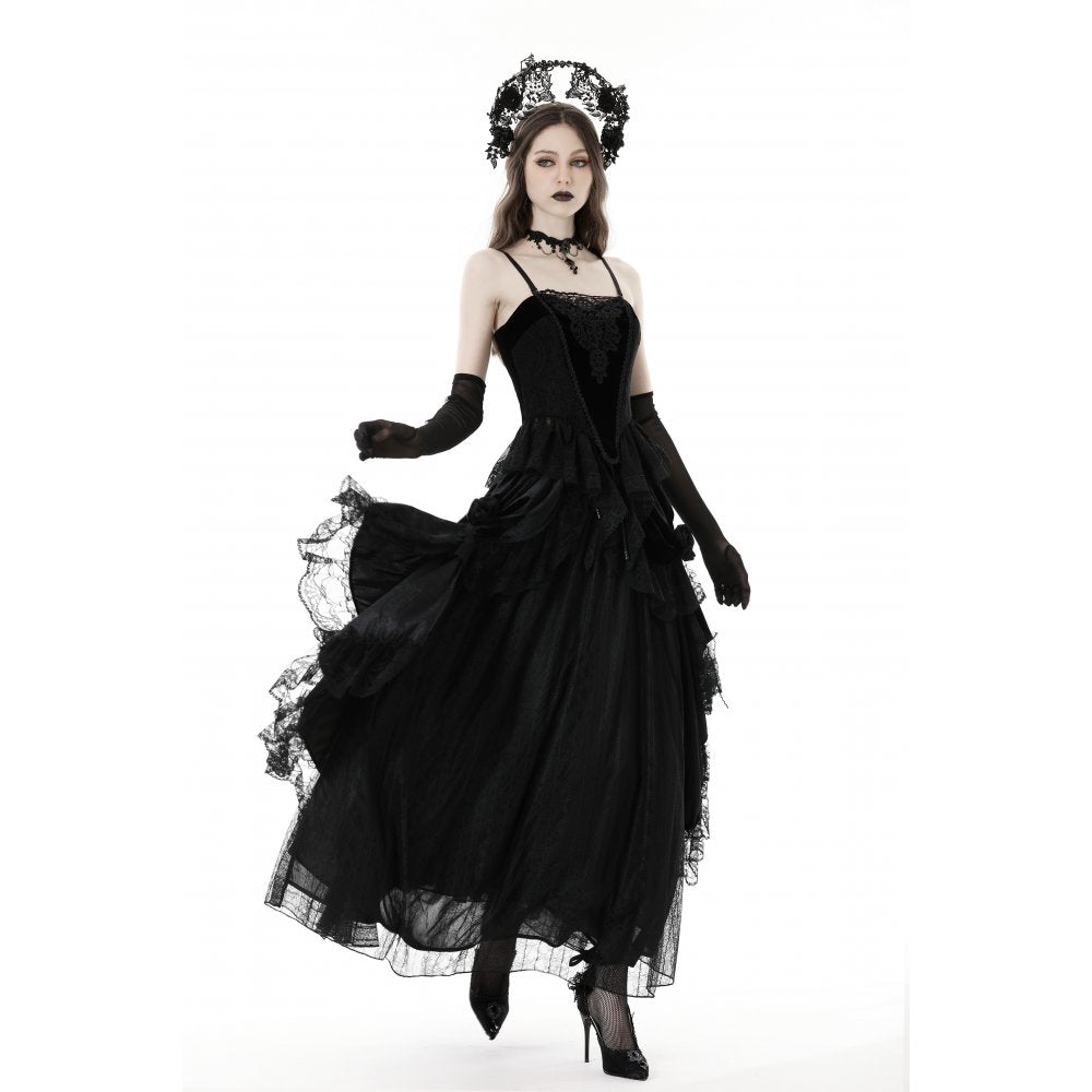 Gothic vintage court velvet strap corset (✦ Dark In Love)