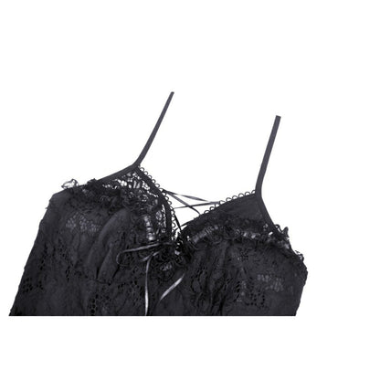 Gothic sexy ruffle low neckline dovetail lace dress (✦ Dark In Love)