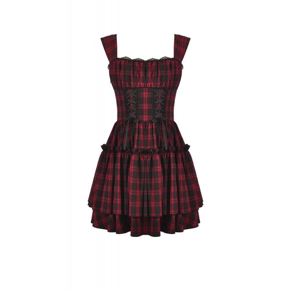 Christmas Plaid Layered Cake Dress (✦ Dark In Love) DW1118