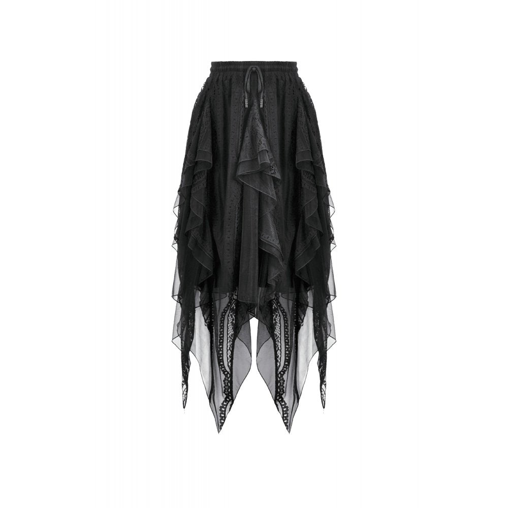 Gothic Shadow Mist Layered Mesh Long Skirt(✦ Dark In Love) KW440