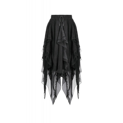 Gothic Shadow Mist Layered Mesh Long Skirt(✦ Dark In Love) KW440
