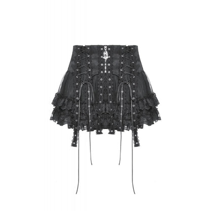 Punk rock eyelet drop tulle mini skirt (✦ Dark In Love)