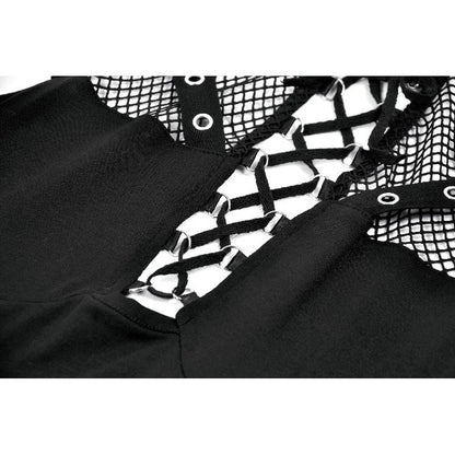 Dark Punk Mesh Strap Lace-Up Top (✦ Dark In Love) TW663