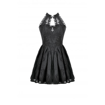 Celestial Bloom Lace Halter Dress (✦ Dark In Love)