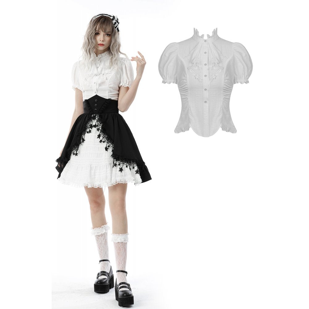 Gothic ruffle neckline blouse - White (✦ Dark In Love) IW087WH