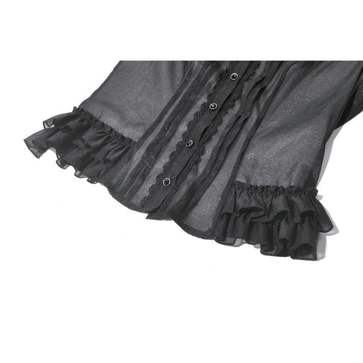 Black Sheer Ruffle Blouse (✦ Dark In Love) IW141