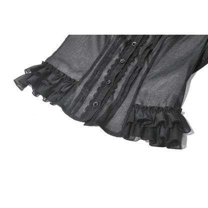Black Sheer Ruffle Blouse (✦ Dark In Love) IW141