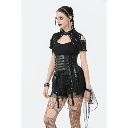 Industrial Grommet Lace-Up High-low Corset with Mesh Hem (✦ Dark In Love)