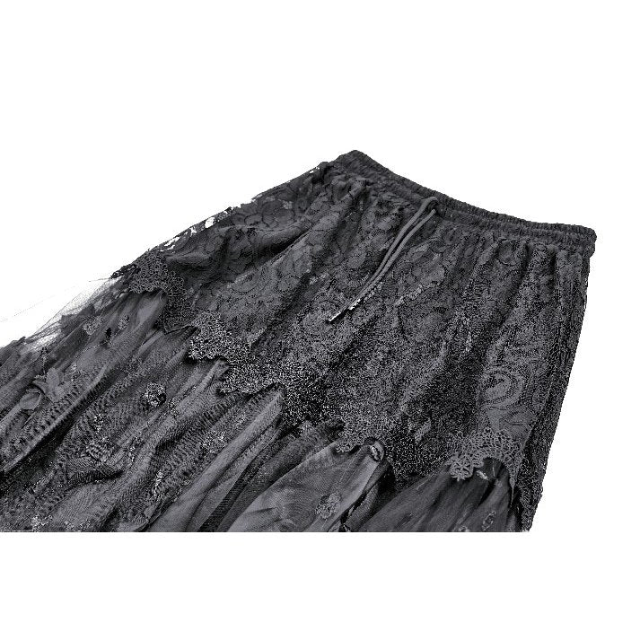 Secret Bloom - Gothic Baroque Lace Tiered Maxi Skirt (✦ Dark In Love) KW470
