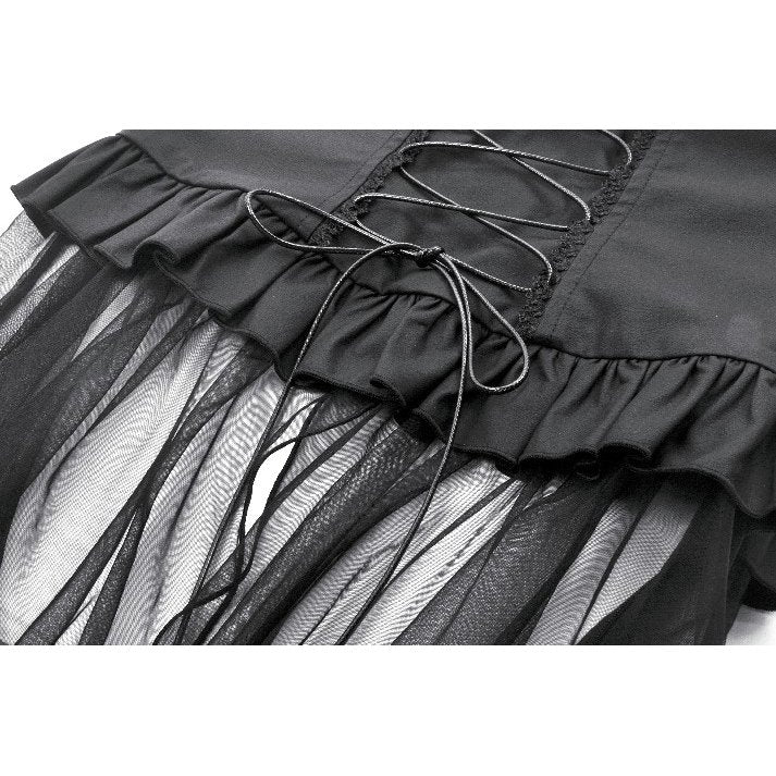 Industrial Grommet Lace-Up High-low Corset with Mesh Hem (✦ Dark In Love) CW098
