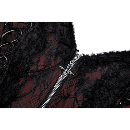 Gothic dead wine lace-up zip dress (✦ Dark In Love)