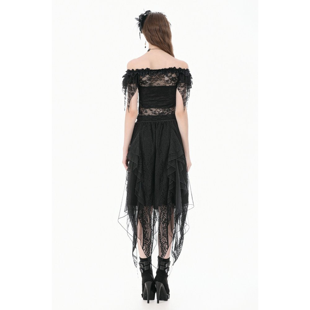 Off-Shoulder Sheer Lace Top (✦ Dark In Love) TW693
