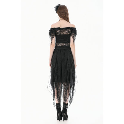 Off-Shoulder Sheer Lace Top (✦ Dark In Love) TW693