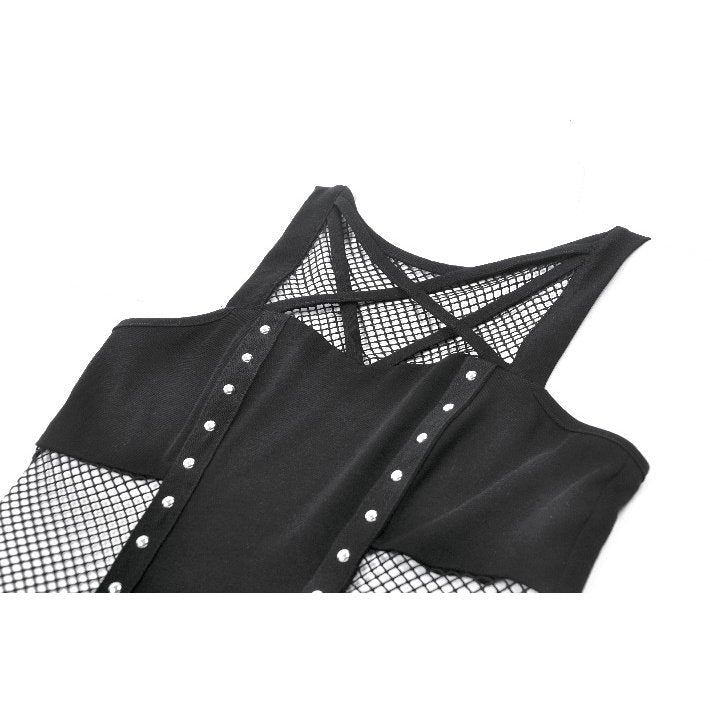 Top with Pentagram Mesh Inlay (✦ Dark In Love) TW706