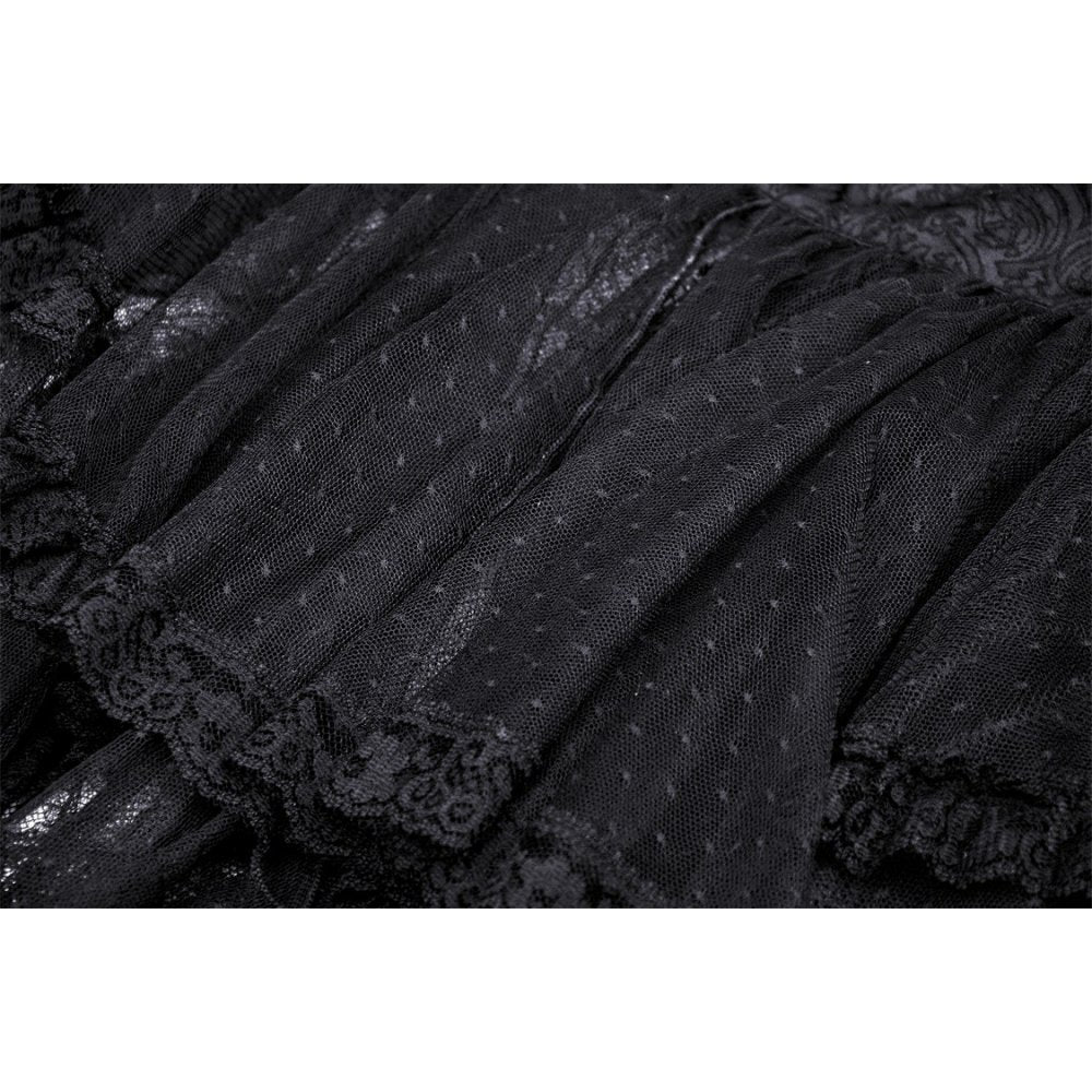 Gothic sexy ruffle low neckline dovetail lace dress (✦ Dark In Love)