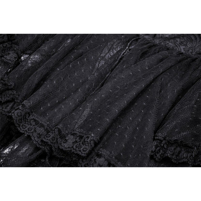 Gothic sexy ruffle low neckline dovetail lace dress (✦ Dark In Love)