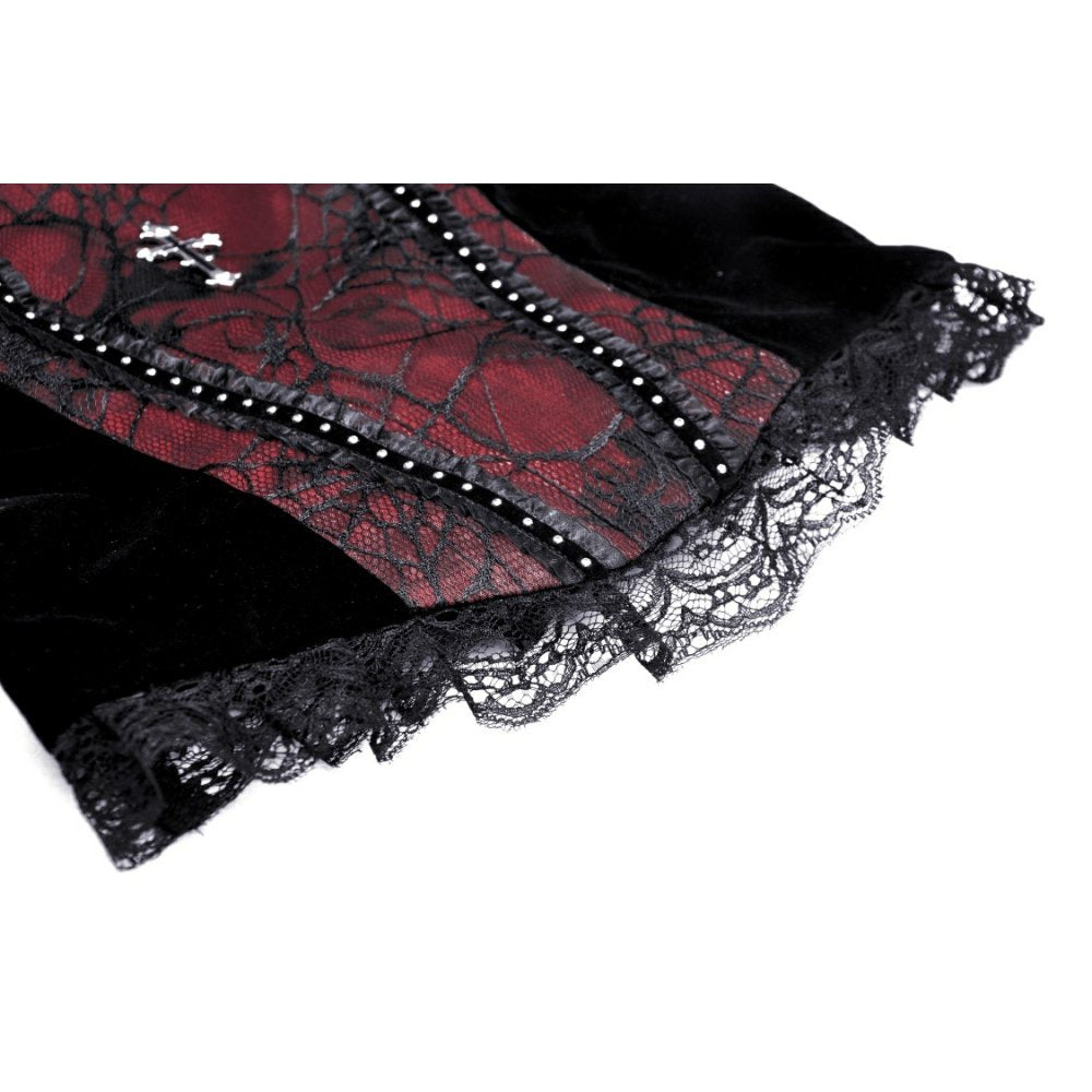 Gothic funeral dark red dead cross strap corset top (✦ Dark In Love) CW037