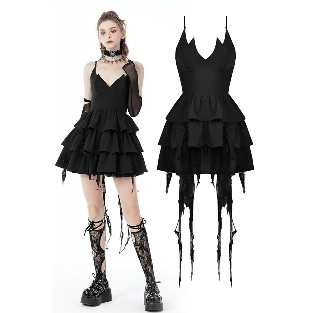 Devil cool high low layered strap dress (✦ Dark In Love)