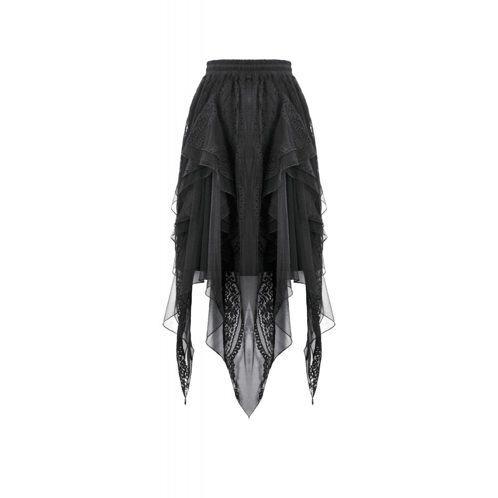 Gothic Shadow Mist Layered Mesh Long Skirt(✦ Dark In Love) KW440