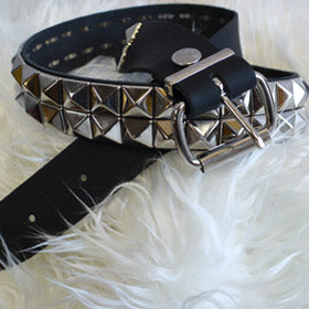 Leather Belt: 2 Row Pyramid