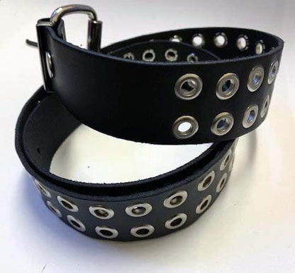 Leather Belt: 2 Row Open Eyelet Belt