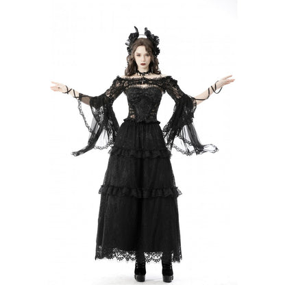 Gothic mesh bell sleeves sexy finger hook lace cape (✦ Dark In Love) BW103