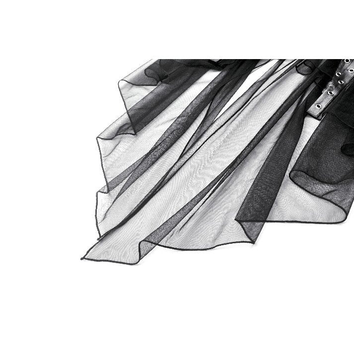 Industrial Grommet Lace-Up High-low Corset with Mesh Hem (✦ Dark In Love)