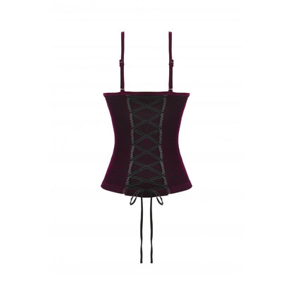 Gothic Burgundy Velvet top with Ribbon Bow and Lace-Up Sides (✦ Dark In Love)