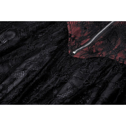 Gothic dead wine lace-up zip dress (✦ Dark In Love)