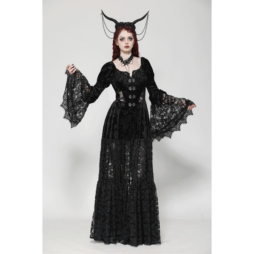 Gothic Embossed Velvet and Lace Long Outwear (✦ Dark In Love) JW273