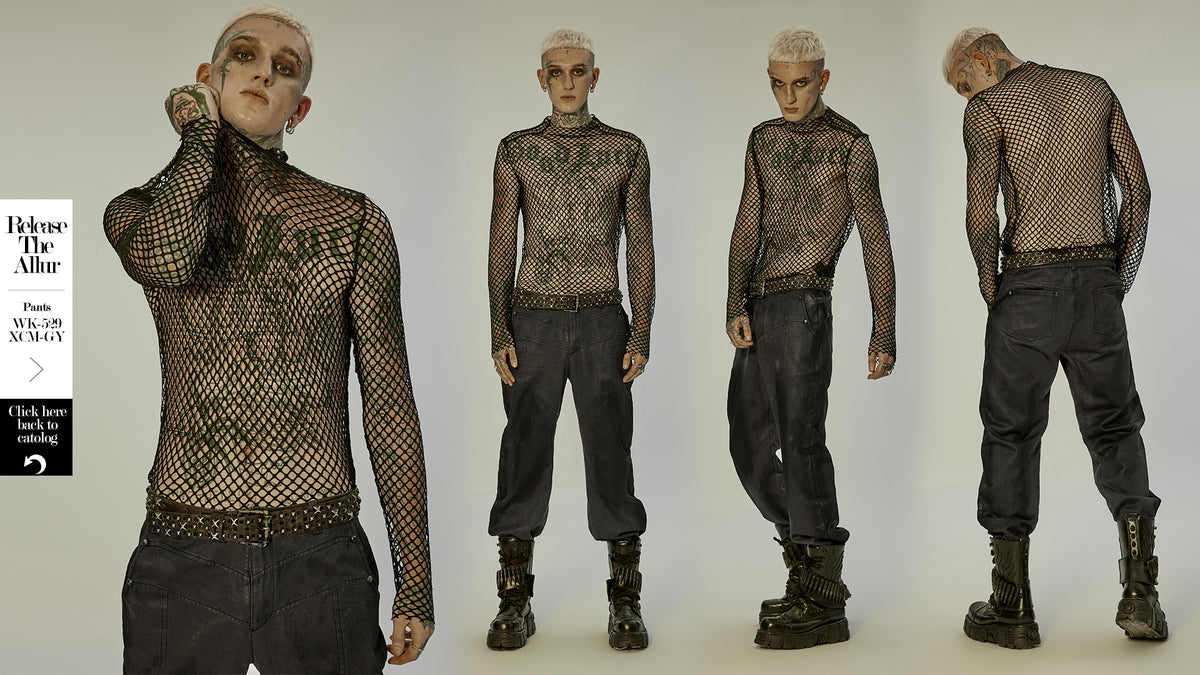Punk Sexy Gauze Hollow Out T-Shirt (✦ Punk Rave) WT-756TCM
