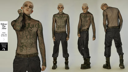 Punk Sexy Gauze Hollow Out T-Shirt (✦ Punk Rave) WT-756TCM