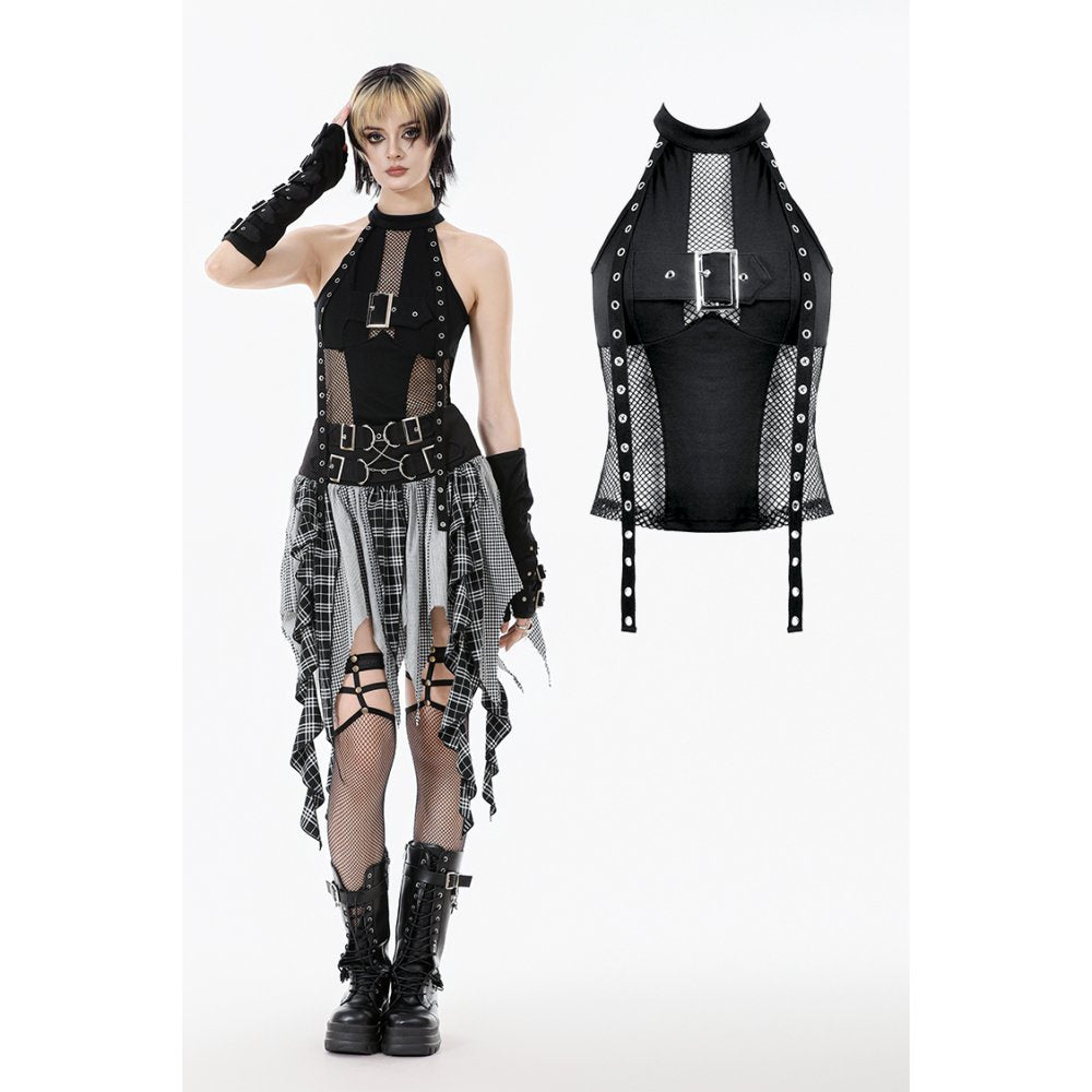 Punk Mesh Panel Knit Top (✦ Dark In Love) TW662