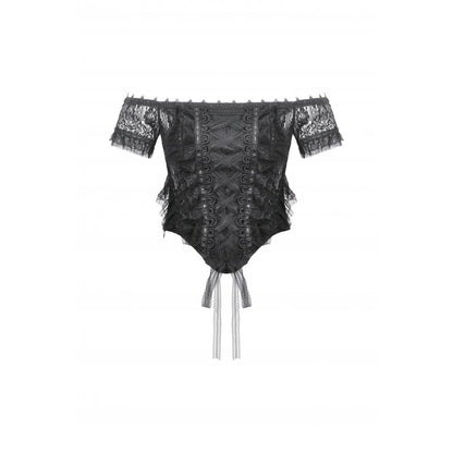 Gothic Off-Shoulder Lace Top with Floral Trim (✦ Dark In Love)