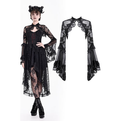 Gothic Lace Shrug with Layered Mesh and Flare Sleeves (✦ Dark In Love) BW188