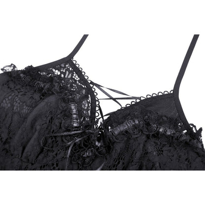 Gothic sexy ruffle low neckline dovetail lace dress (✦ Dark In Love)
