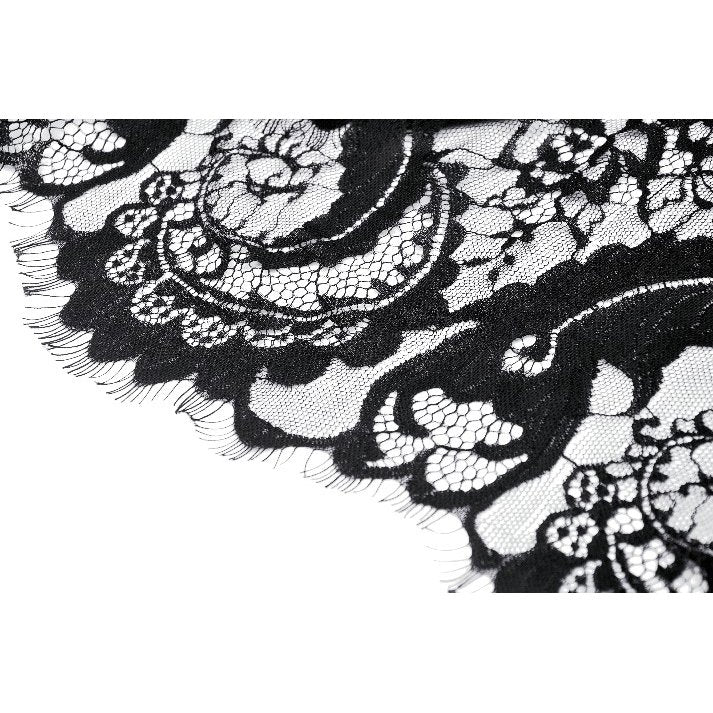 Gothic heart embroidered black maxi skirt (✦ Dark In Love) KW345