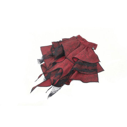 Gothic red inferno distressed frilly blouse (✦ Dark In Love) IW119
