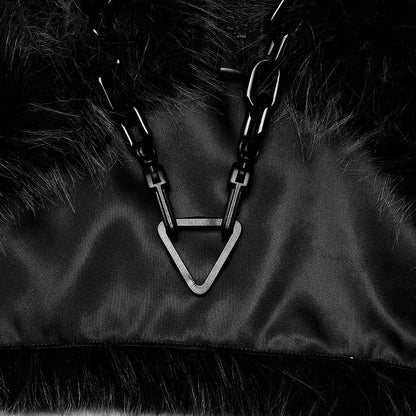Punk Black Faux Fur Jacket (✦ Punk Rave) WY-1397ZDF - ONE-OFF/Einzelstück - Size Large