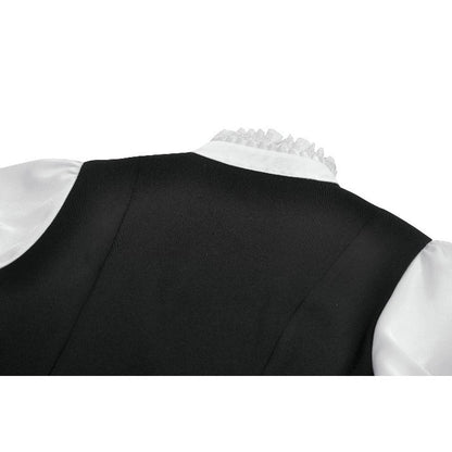 Court-Style Black White Lace Blouse (✦ Dark In Love) tw677