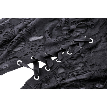 Punk sexy bare legs long shredded skirt (✦ Dark In Love)