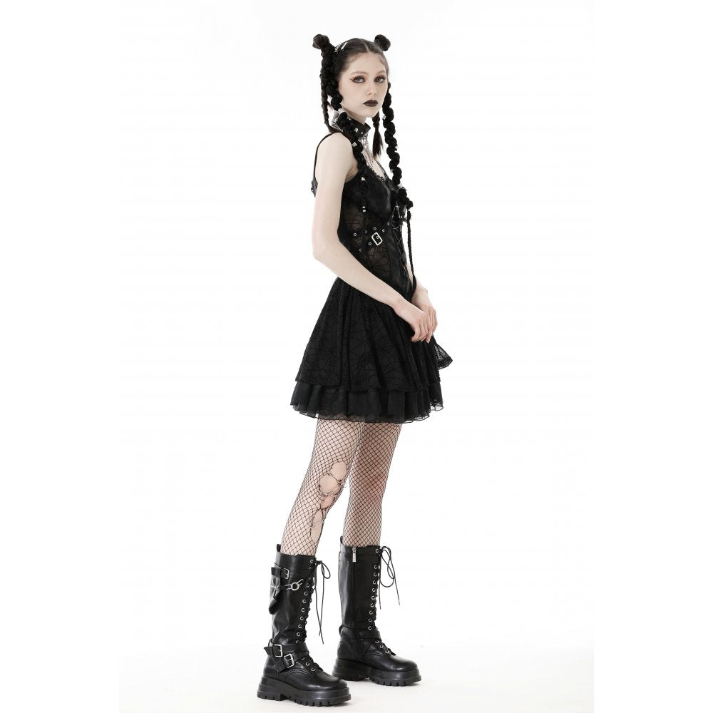 Punk spider mesh sexy see-though strap dress (✦ Dark In Love) 