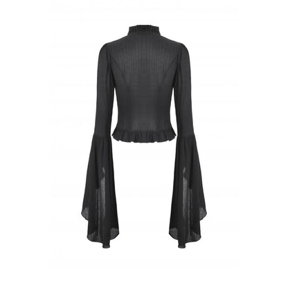 Black classic bell sleeve v-neck top (✦ Dark In Love) TW624