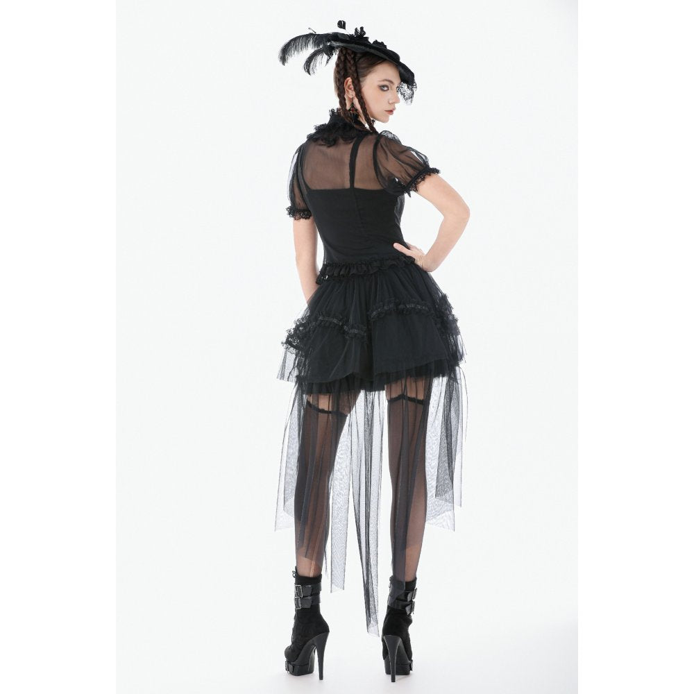 Sheer Lace Ruffle Blouse (✦ Dark In Love) IW142