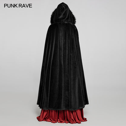 Goth Faux Rabbit Fur Long Cloak (✦ Punk Rave) WY-1423DPF - ONE-OFF/Einzelstück - Size Onesize