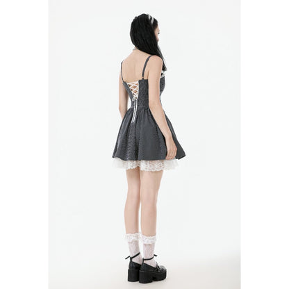 Lace and Striped &amp; White Lolita Dress (✦ Dark In Love) DW1114