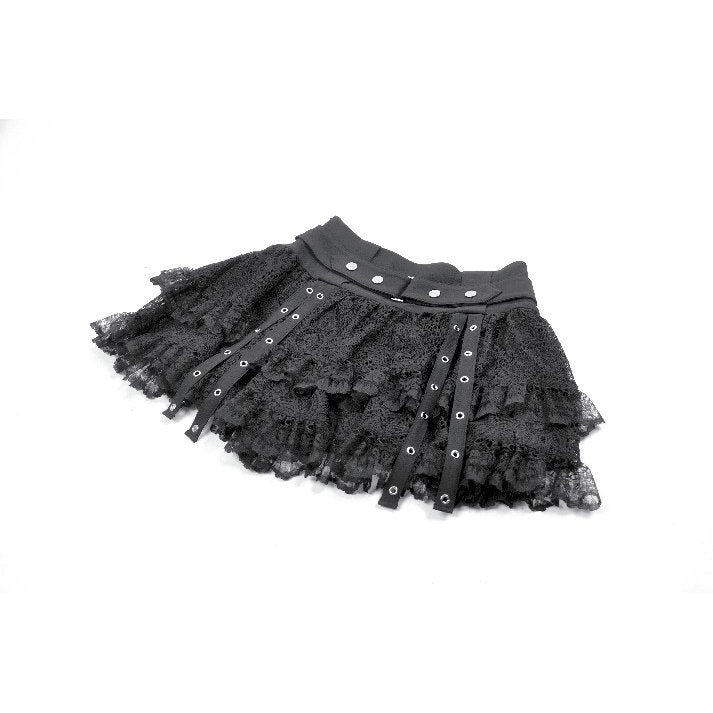 Punk Black Wide-Waistband Skirt (✦ Dark In Love) KW417