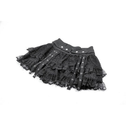 Punk Black Wide-Waistband Skirt (✦ Dark In Love) KW417